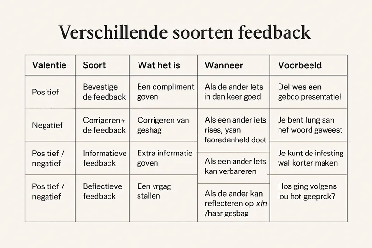 Verschillende soorten feedback